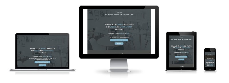 Vivo Café website's responsive mobile, tablet, laptop and desktop view